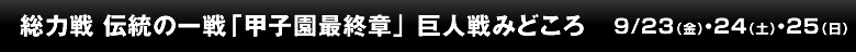 総力戦 伝統の一戦「甲子園最終章」 巨人戦みどころ