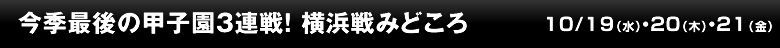 今季最後の甲子園3連戦！ 横浜戦みどころ