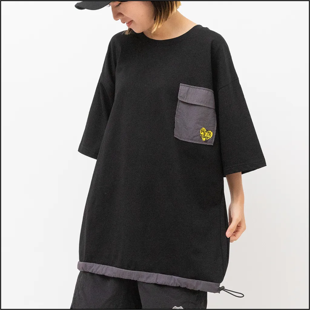 ポケット＆ドロスト付きTシャツ